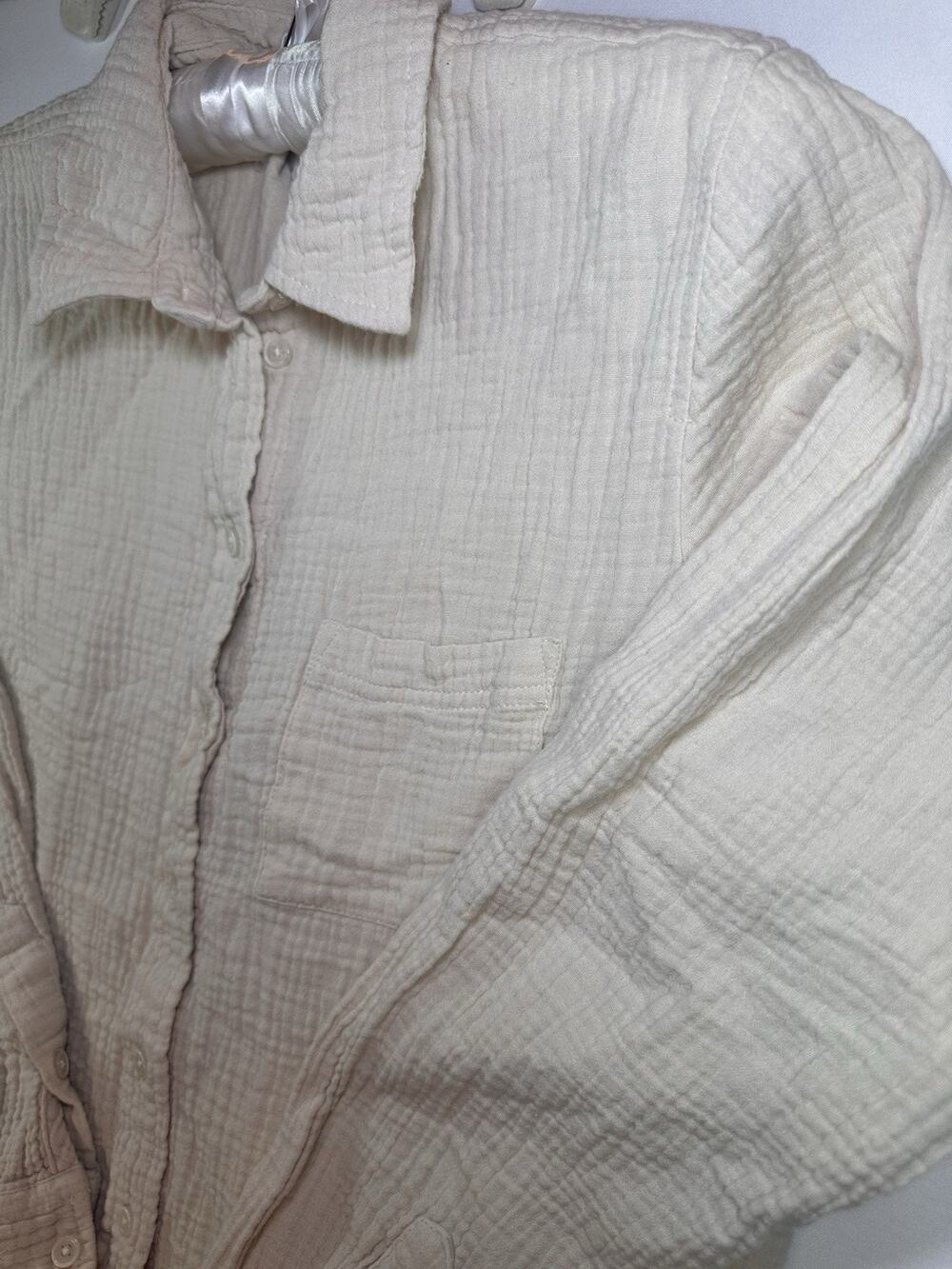 J.Crew Size L Women’s Cream Double gauze shirt Long sleeve 100% Cotton.
